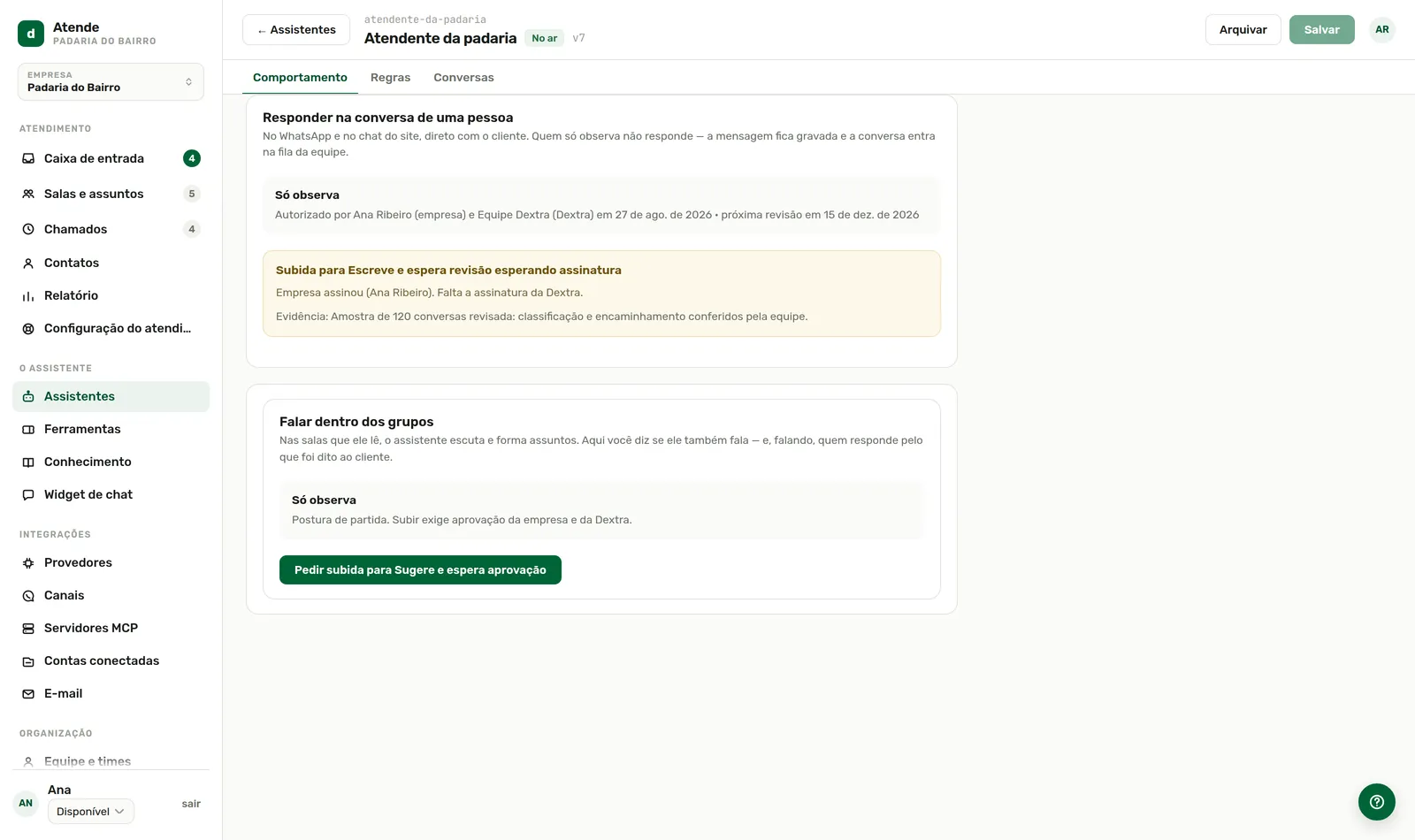 O pedido diz quem assinou e de quem falta a assinatura.