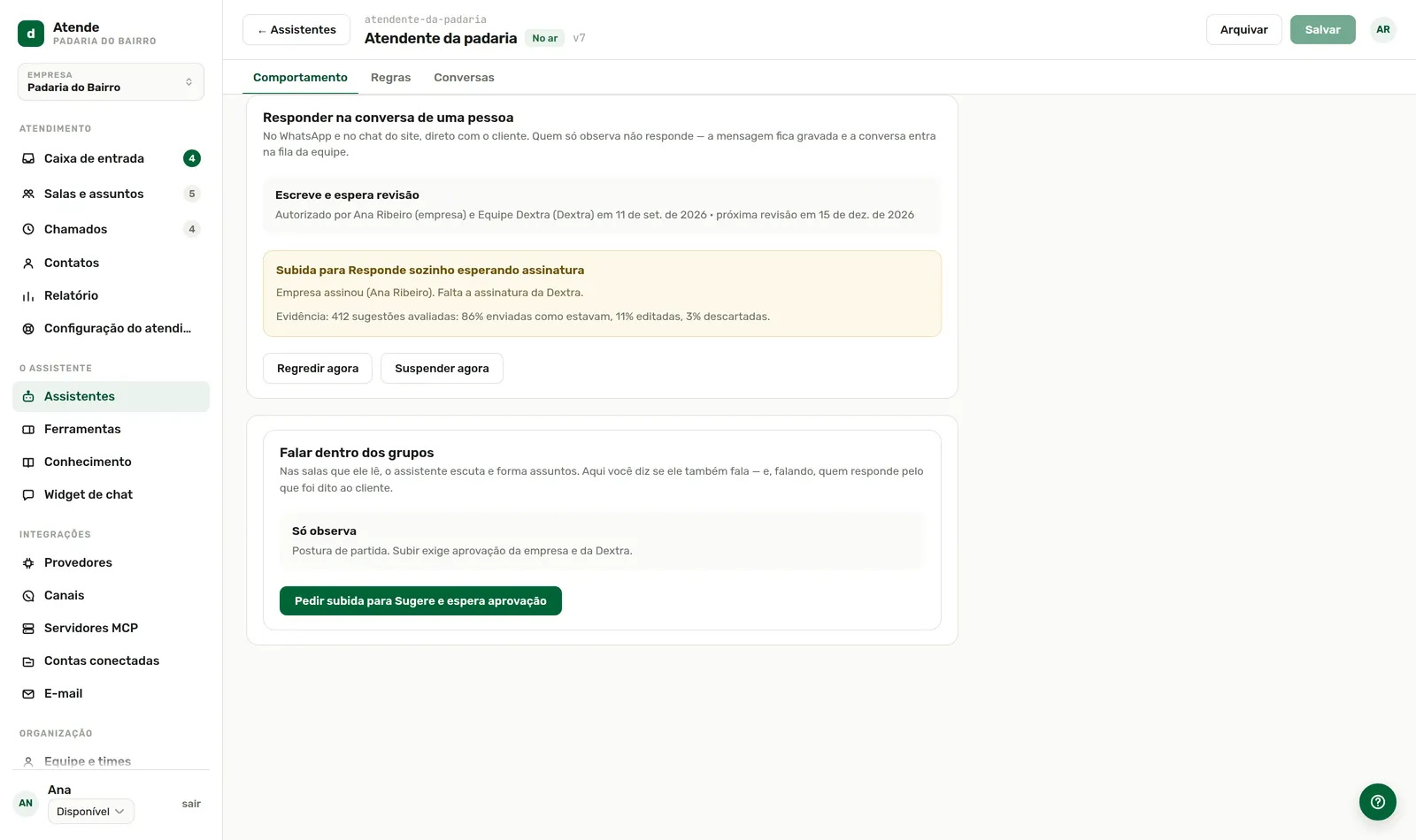 Subida para Responde sozinho, esperando a Dextra.