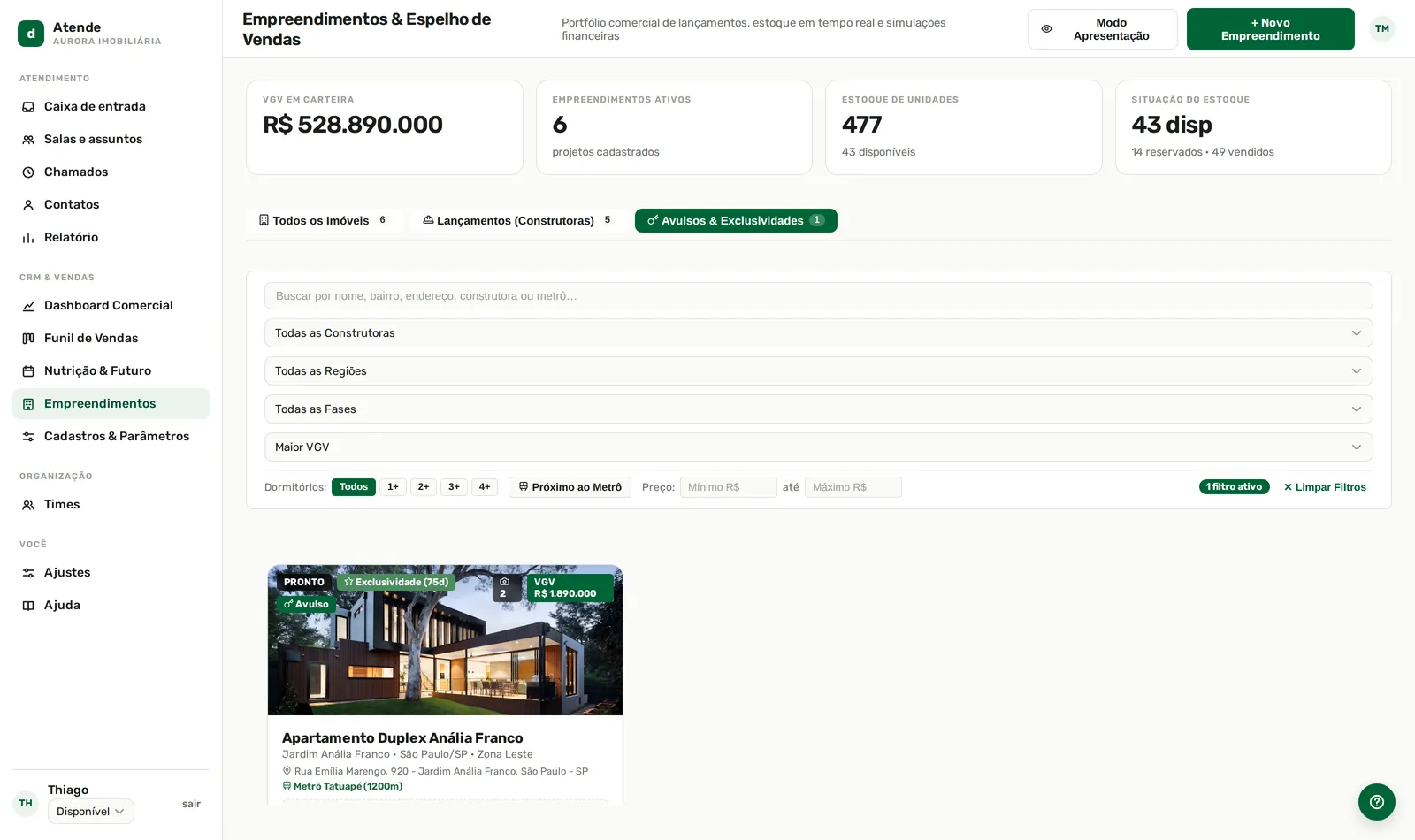 Imóvel avulso e exclusividade com prazo, no mesmo catálogo.